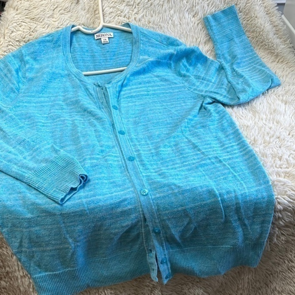 Merona sky blue cardigan large button down